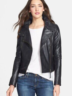 Mackage Besa Leather Moto Jacket Black S NWT